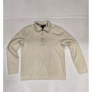 Banana Republic Women's Small Cream Wool Blend Half Zip Sweater Pullover